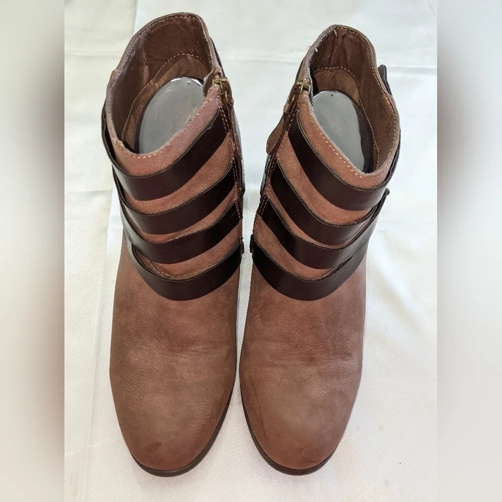 Madden Girl Deluxxxe Women's Strappy Ankle Boots Size 7.5M Zip Closure Brown - Picture 3 of 10